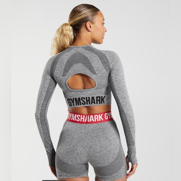 Gymshark Flex long sleeve crop top in charcoal/teal - Picture 3 of 11